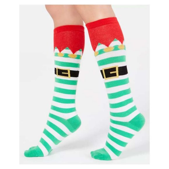 New CHARTER CLUB Women's Elf Stripe Knee-High Socks - Picture 1 of 5